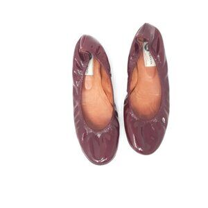 Lanvin 10mm Patent Leather Ballerina Flats Burgundy 38
